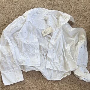 NWT a new day White Button-Down Shirt with Subtle Rhinestones